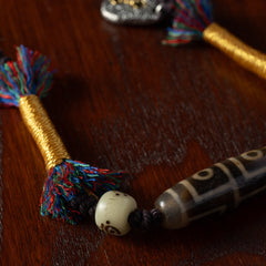 Pure Handmade Nine-Eyed Dzi Bead Necklace