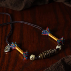Pure Handmade Nine-Eyed Dzi Bead Necklace