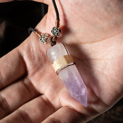 Amethyst Handwoven Cord Necklace