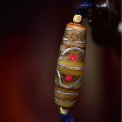 Nomadic Charm Bracelet - Handwoven with Vintage Silver & Mystic Dzi Bead