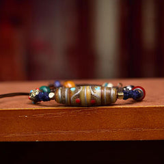 Nomadic Charm Bracelet - Handwoven with Vintage Silver & Mystic Dzi Bead