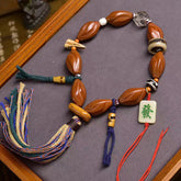 Rustic Olive Stone Bracelet - Natural Earthy Charm