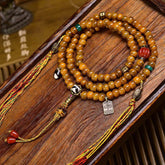 Tibetan Revival Bone 108-Count Mala with Agate Dzi Bead Ornament