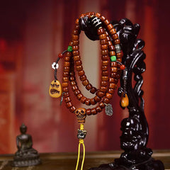Handcrafted 108-Bead Tibetan Mala from Reclaimed Yak Bone