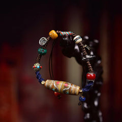 Nomadic Charm Bracelet - Handwoven with Vintage Silver & Mystic Dzi Bead
