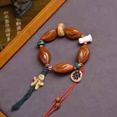 Rustic Olive Stone Bracelet - Natural Earthy Charm