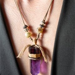 Amethyst Handwoven Cord Necklace