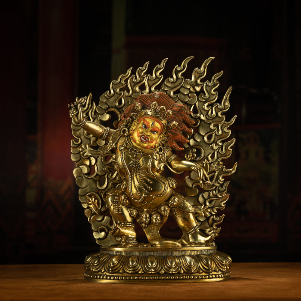 Angry Guru Padmasambhava Mahakala Statue for Spiritual Protection and Power