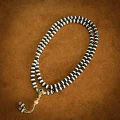 Sacred 108 Beads Black & White Tibetan Mala Necklace for Healing and Balance