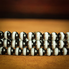 Sacred 108 Beads Black & White Tibetan Mala Necklace for Healing and Balance