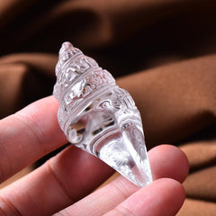 Prosperity & Healing Clear Crystal Conch Shell Pendant