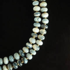 Blue Striped Agate 108 Beads Medicine Buddha Mala Necklace for Healing and Protection
