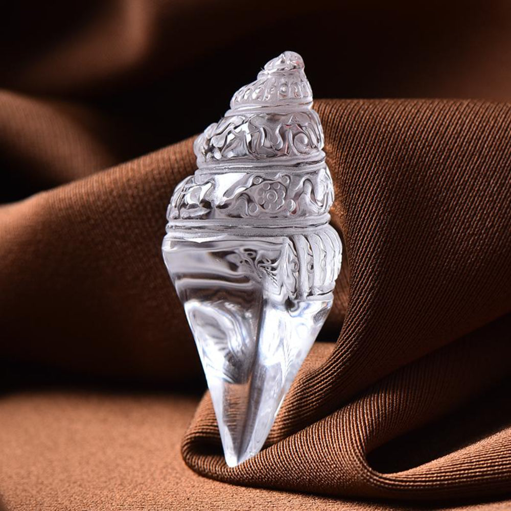 Prosperity & Healing Clear Crystal Conch Shell Pendant