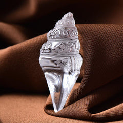 Prosperity & Healing Clear Crystal Conch Shell Pendant