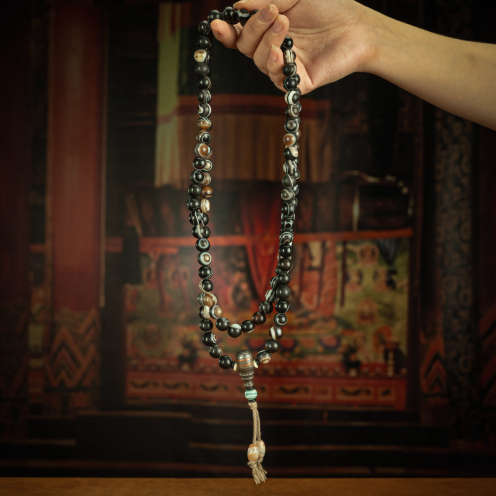 Himalayan Eye of the Buddha 108 Beads Mala Necklace for Spiritual Healing