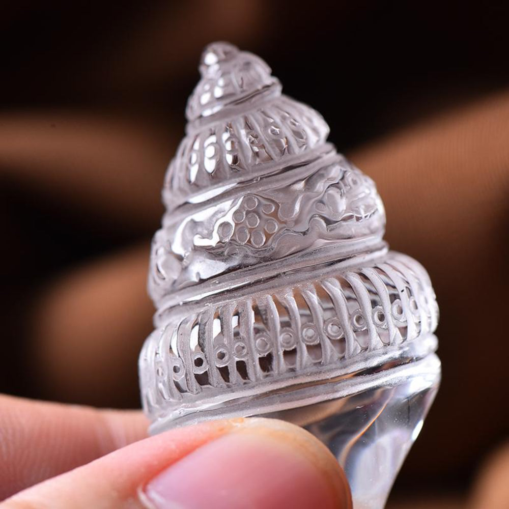 Prosperity & Healing Clear Crystal Conch Shell Pendant