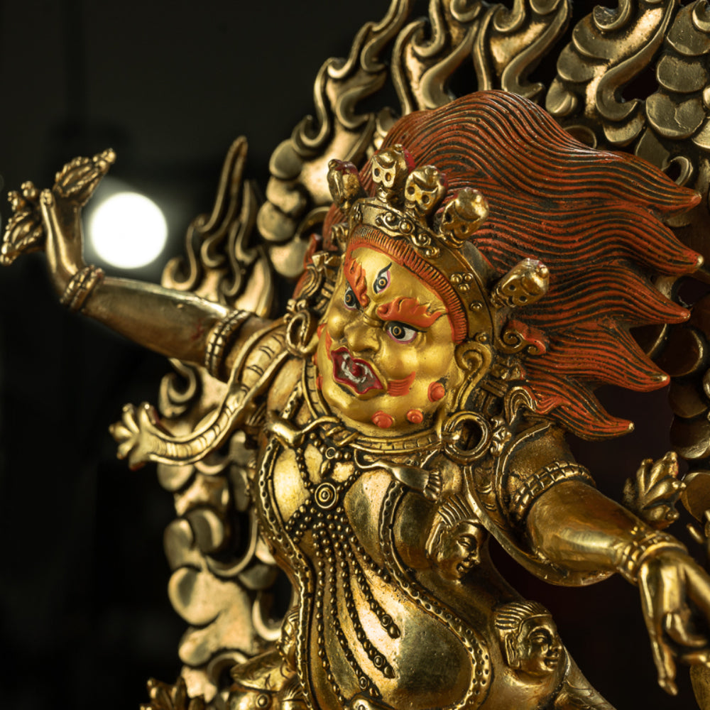 Angry Guru Padmasambhava Mahakala Statue for Spiritual Protection and Power