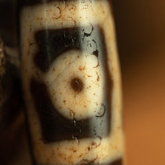 Three-Eye Ancient Dzi Bead Pendant for Protection and Prosperity