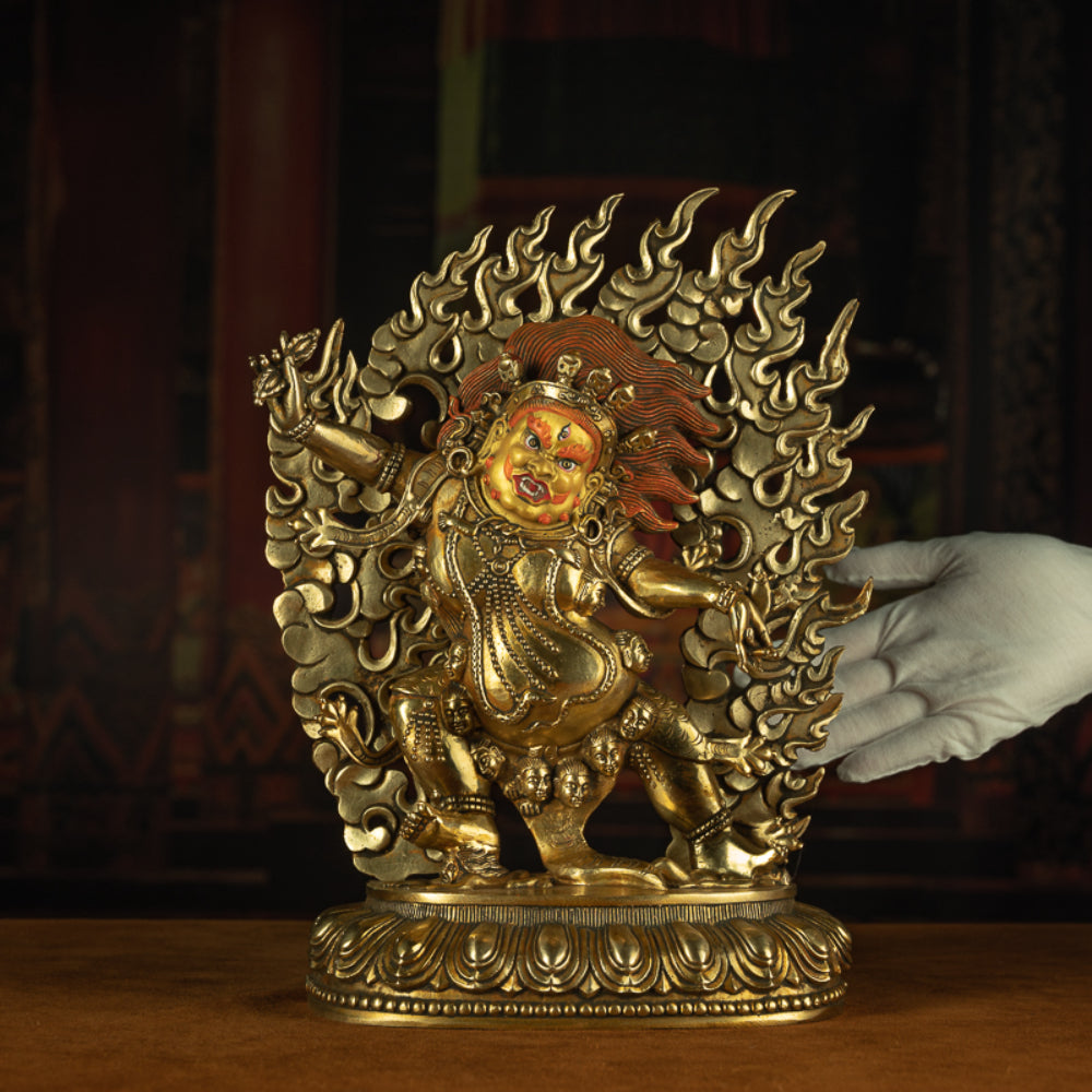 Angry Guru Padmasambhava Mahakala Statue for Spiritual Protection and Power