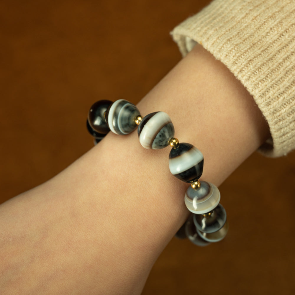 Healing Buddha Dzi Bead Bracelet for Spiritual Wellness & Protection
