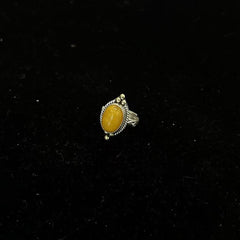 Radiant Wealth Amber Silver Ring