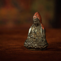 Qing Dynasty Tibetan Antique Statue Padmasambhava Round Sculpture Lima Copper Dzogchen Monastery