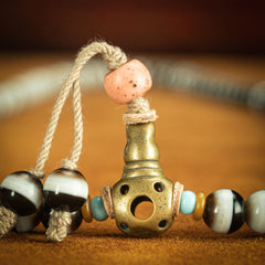 Sacred 108 Beads Black & White Tibetan Mala Necklace for Healing and Balance