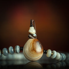 Blue Striped Agate 108 Beads Medicine Buddha Mala Necklace for Healing and Protection