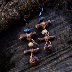 Nature Serenity Handmade Earrings with Lapis Lazuli and Brass
