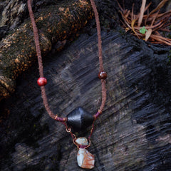Wellness Stone Pendant Pendant with Leather and Copper