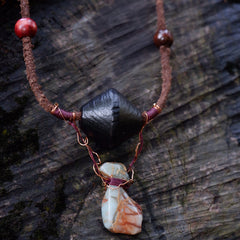 Wellness Stone Pendant Pendant with Leather and Copper