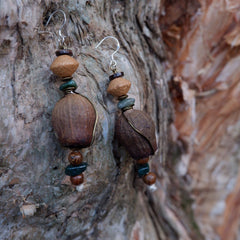 Pure Essence Nature Earrings with Crystal and Wood