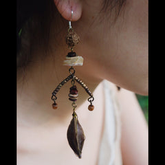 Good Fortune Bohemian Drop Earrings with Natural Elements