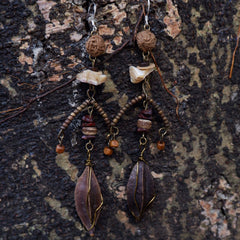 Good Fortune Bohemian Drop Earrings with Natural Elements