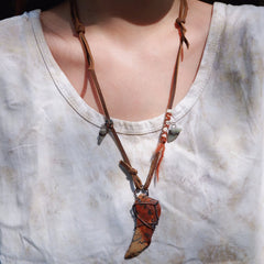 Vitality Stone Pendant Pendant with Leather and Copper