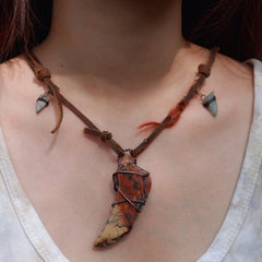 Vitality Stone Pendant Pendant with Leather and Copper