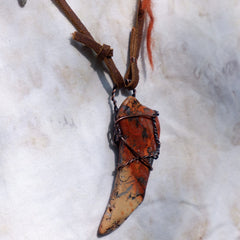 Vitality Stone Pendant Pendant with Leather and Copper