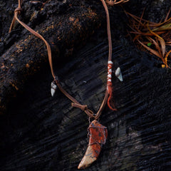 Vitality Stone Pendant Pendant with Leather and Copper