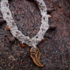 Guardian Spirit Handmade Necklace with Amber and Yak Bone