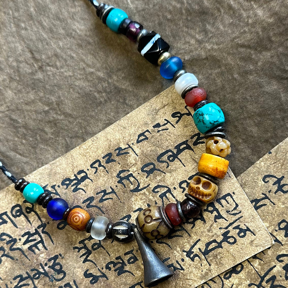 Tibetan Prosperity Blessing Gemstone Necklace