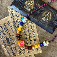 Blessed OM Amber Necklace for Prosperity & Protection