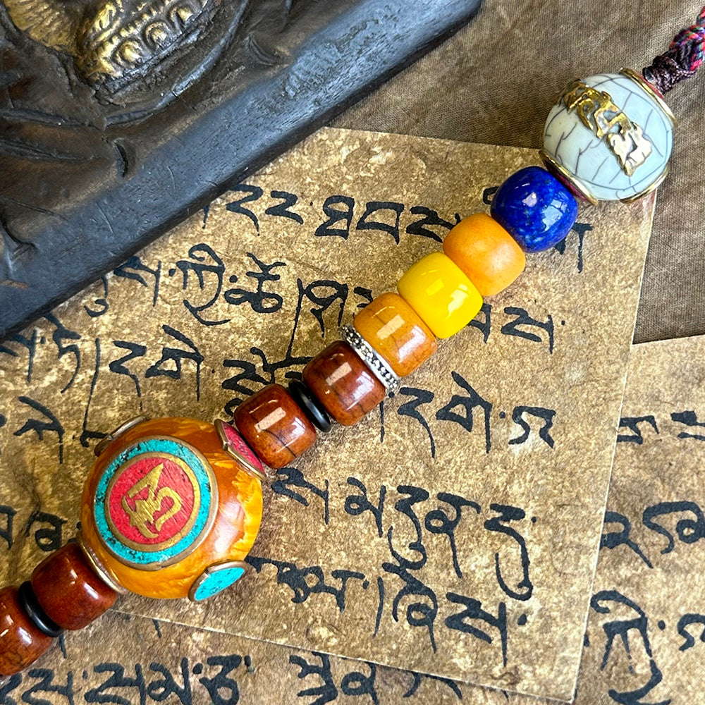 Blessed OM Amber Necklace for Prosperity & Protection