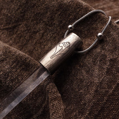 Eight Blessings from Tibet Spiritual Amulet Pendant in Sterling Silver & Crystal Quartz