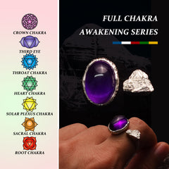 KAILASH ENERGY Chakra Awakening Ring Seven Chakra Gemstone 925 Sterling Silver Adjustable