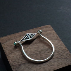 Turquoise Protection Ring with Silver Triangle Design