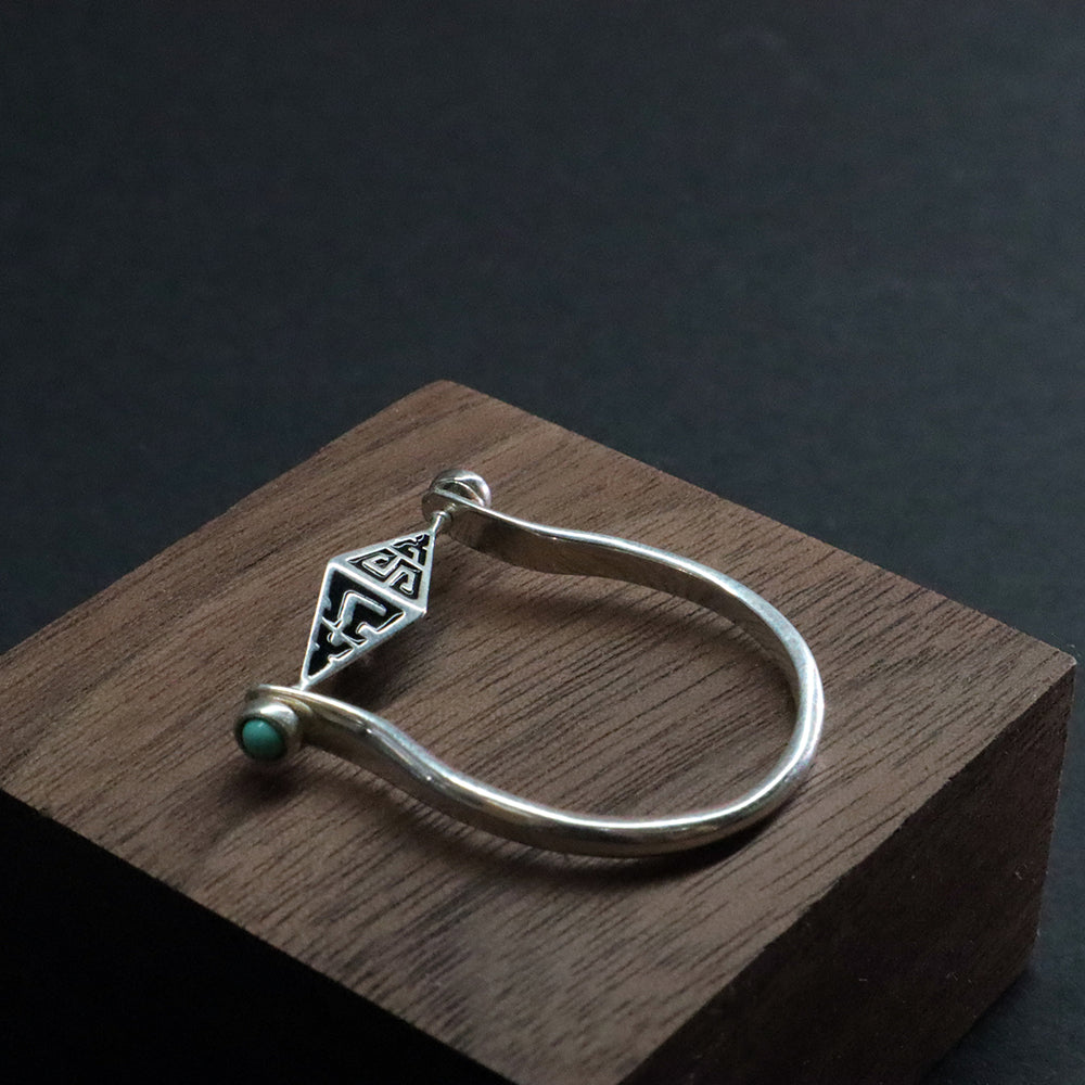Turquoise Protection Ring with Silver Triangle Design