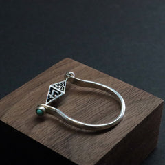 Turquoise Protection Ring with Silver Triangle Design
