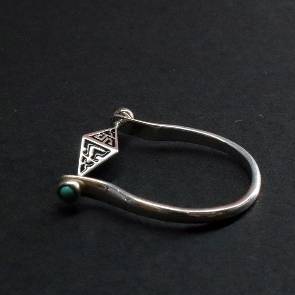 Turquoise Protection Ring with Silver Triangle Design