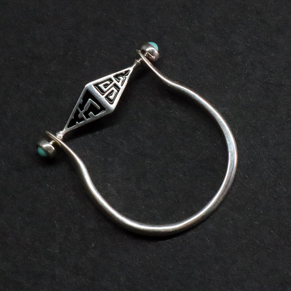 Turquoise Protection Ring with Silver Triangle Design