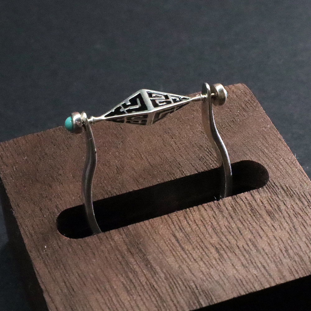 Turquoise Protection Ring with Silver Triangle Design